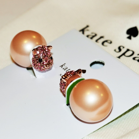 kate spade Jewelry - Kate Spade Imagination Pig Reversible Earrings